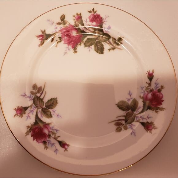 Celebrate Japan Moss Rose China 2 dessert plates gold edging - Picture 4 of 6